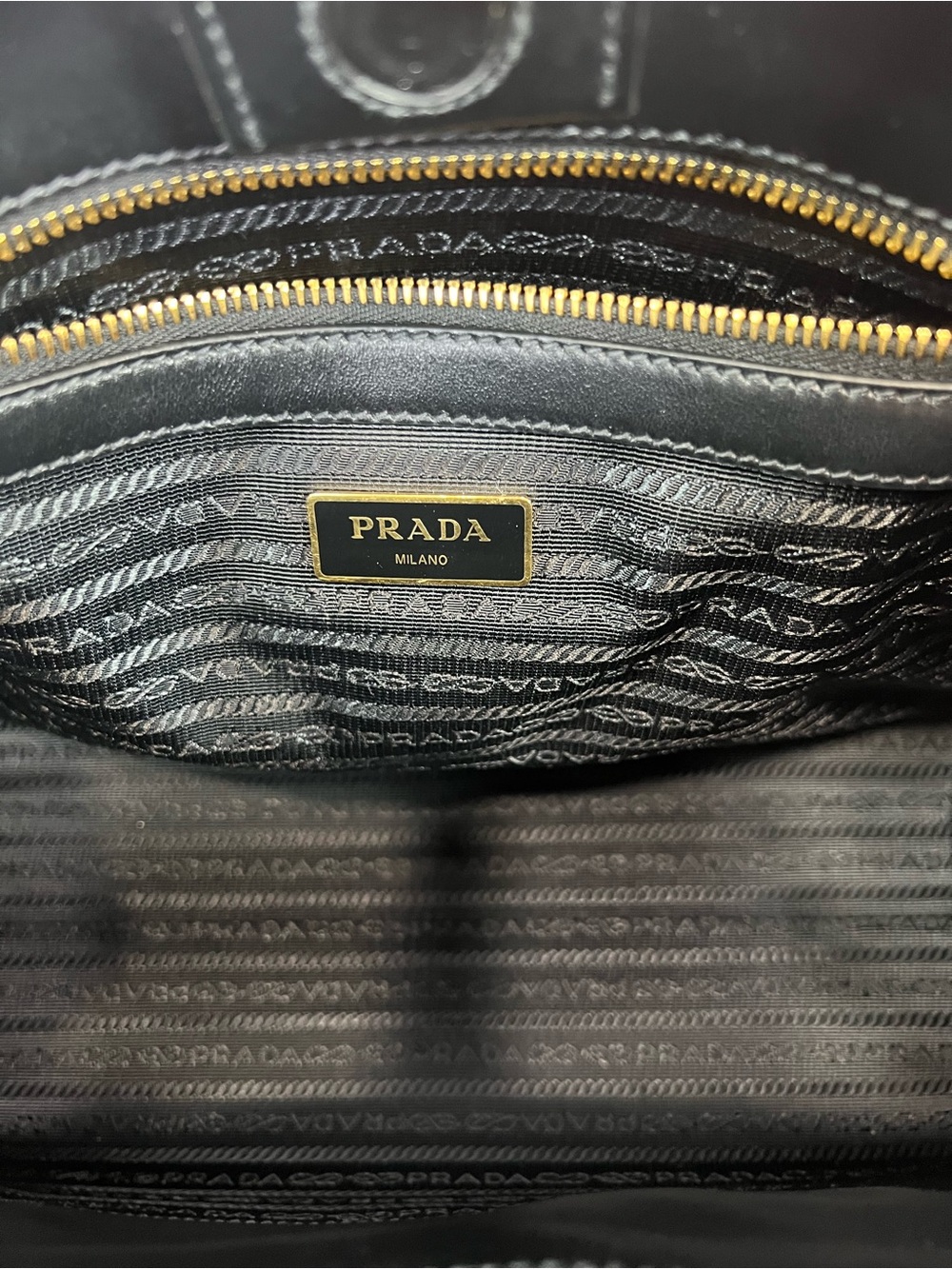 Prada Saffiano & Soft Calf Leather Medium Open Tote Bag (1BA113) Black - Picture 7 of 16